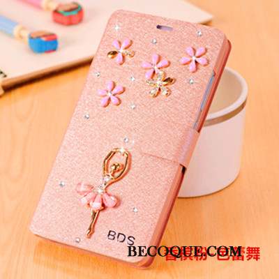 Samsung Galaxy A9 2018 Protection Rose Coque Étui En Cuir Haute Clamshell