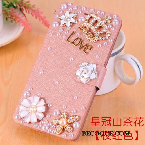 Samsung Galaxy A9 2018 Protection Rose Coque Étui En Cuir Haute Clamshell