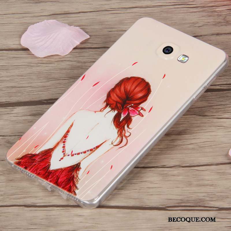 Samsung Galaxy A9 Coque Dessin Animé Haute Fluide Doux Étui Téléphone Portable Rose