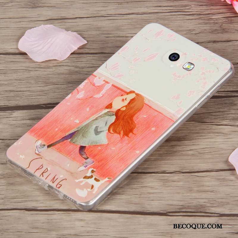 Samsung Galaxy A9 Coque Dessin Animé Haute Fluide Doux Étui Téléphone Portable Rose