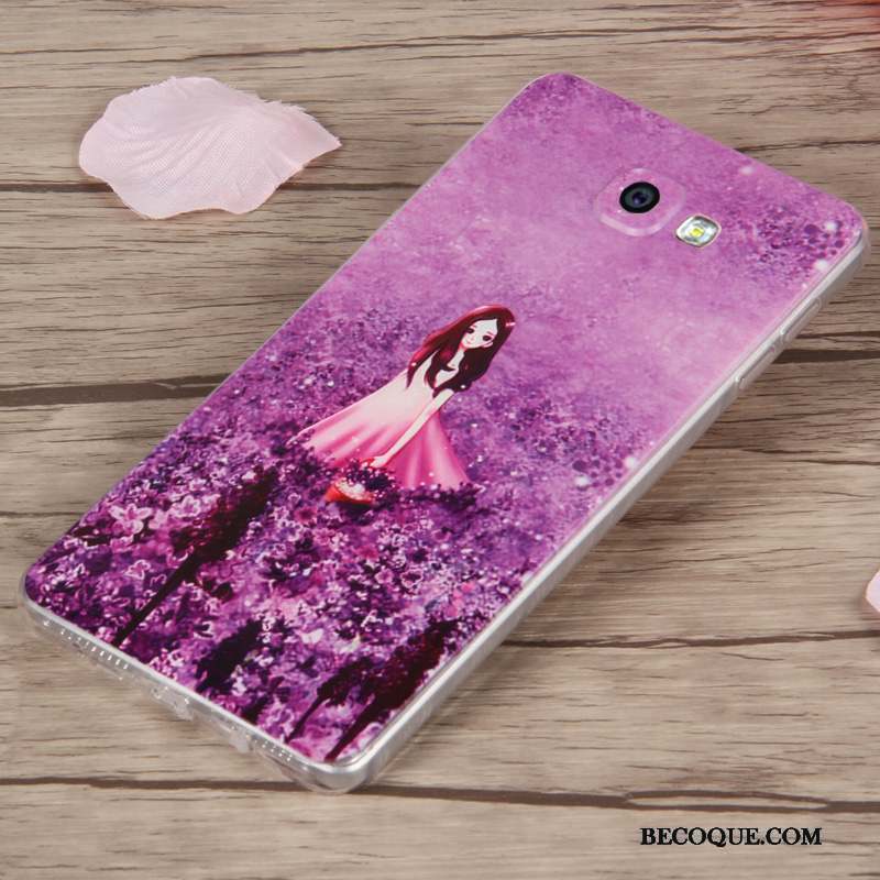 Samsung Galaxy A9 Coque Dessin Animé Haute Fluide Doux Étui Téléphone Portable Rose