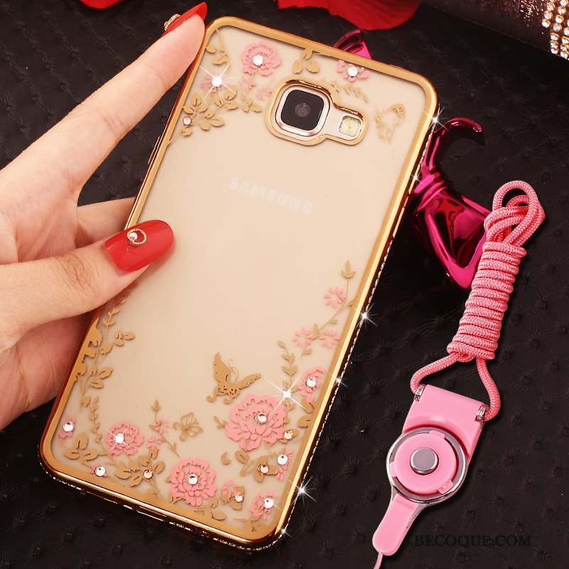 Samsung Galaxy A9 Coque Ornements Suspendus Strass Anneau Rose Protection Étui