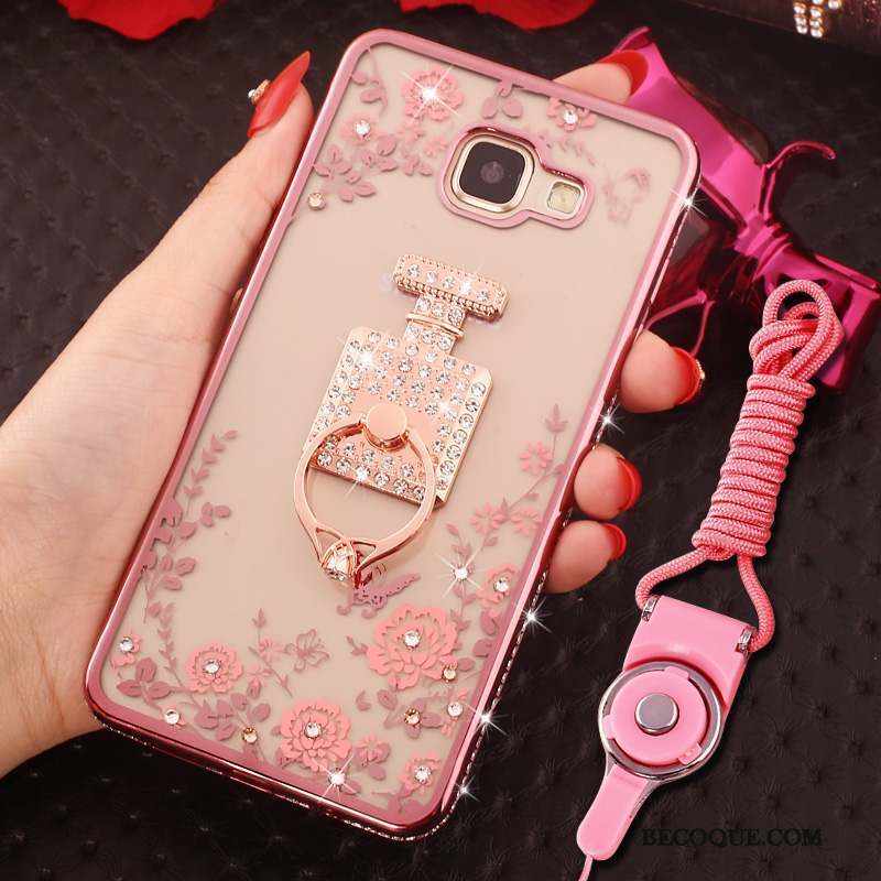 Samsung Galaxy A9 Coque Ornements Suspendus Strass Anneau Rose Protection Étui