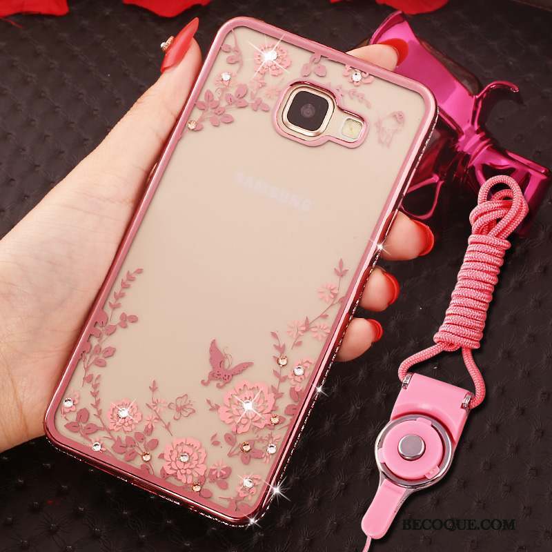 Samsung Galaxy A9 Coque Ornements Suspendus Strass Anneau Rose Protection Étui