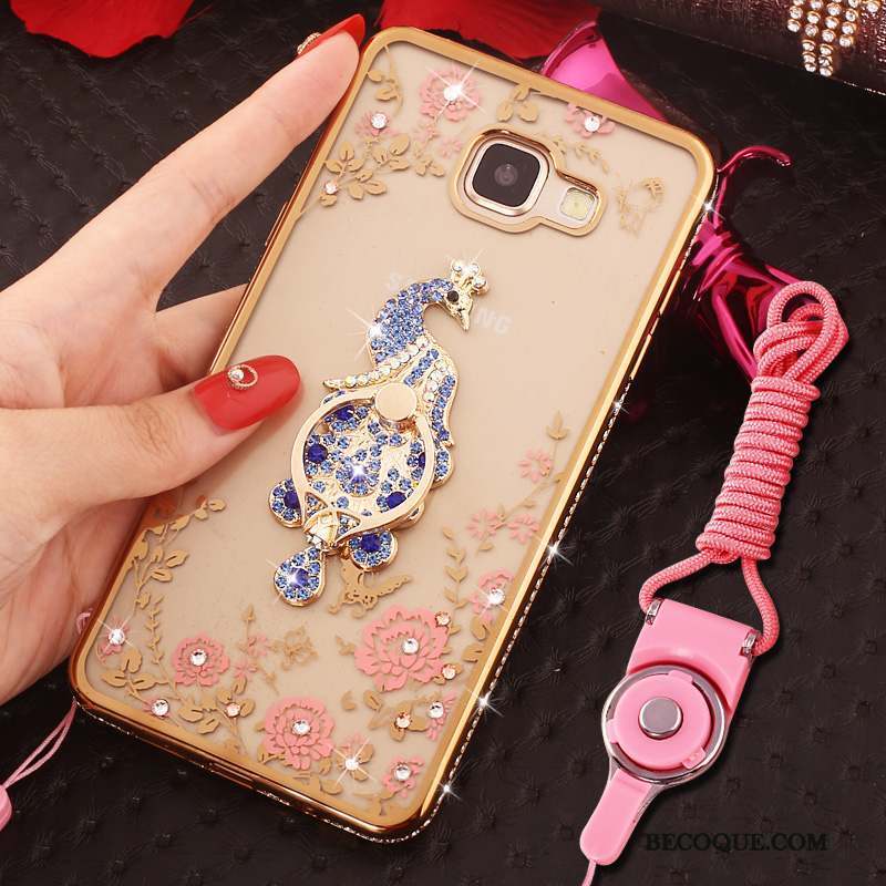 Samsung Galaxy A9 Coque Ornements Suspendus Strass Anneau Rose Protection Étui