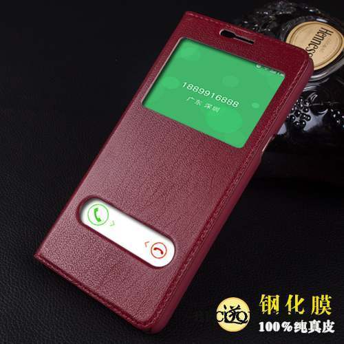 Samsung Galaxy A9 Protection Cuir Véritable Vin Rouge Housse Coque Étui
