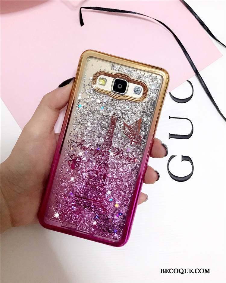 Samsung Galaxy J3 2015 Liquide Coque Fleurs Vent Bicolore Violet