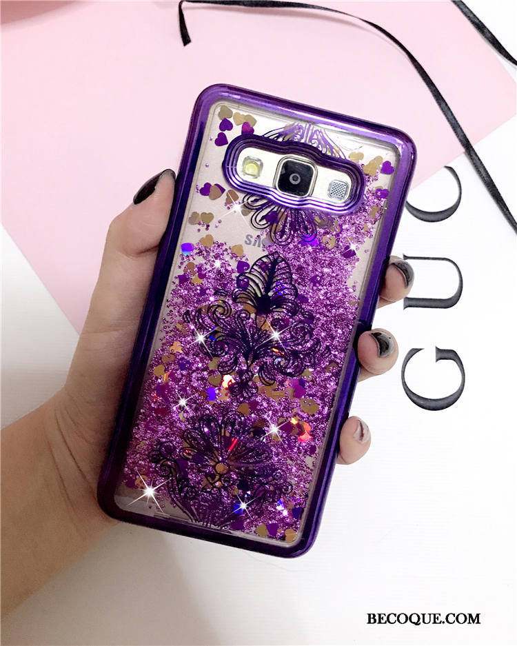 Samsung Galaxy J3 2015 Liquide Coque Fleurs Vent Bicolore Violet