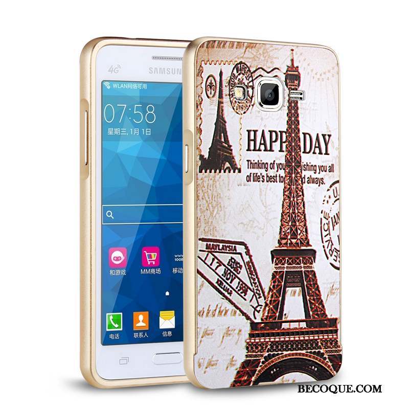 Samsung Galaxy J3 2015 Étui Coque De Téléphone Argent Métal Protection Incassable