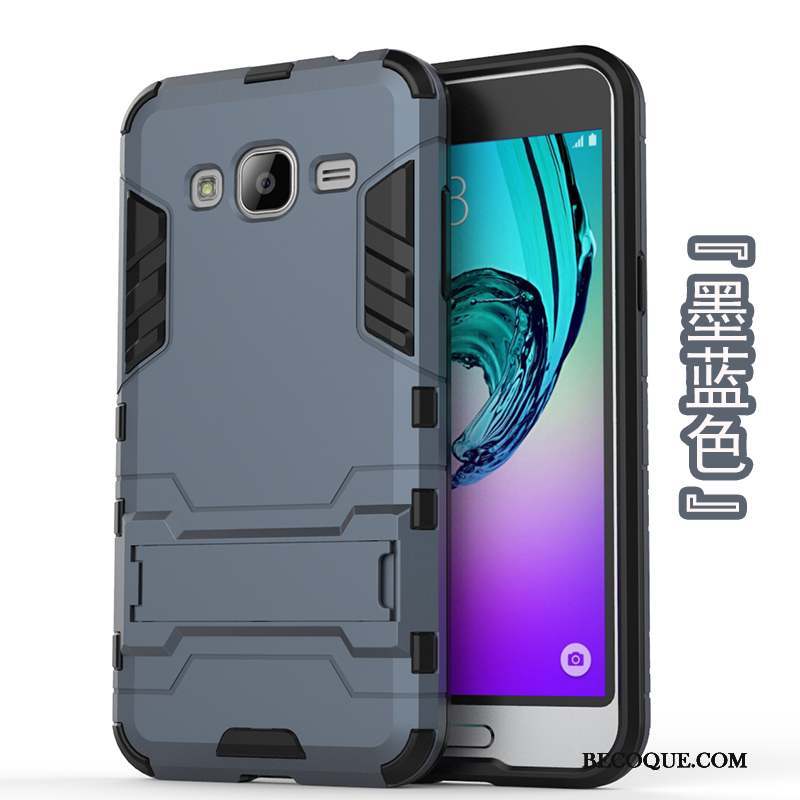 Samsung Galaxy J3 2016 Coque Protection Argent Fluide Doux Difficile Étui Téléphone Portable