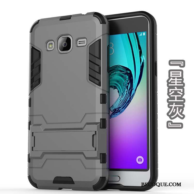 Samsung Galaxy J3 2016 Coque Protection Argent Fluide Doux Difficile Étui Téléphone Portable