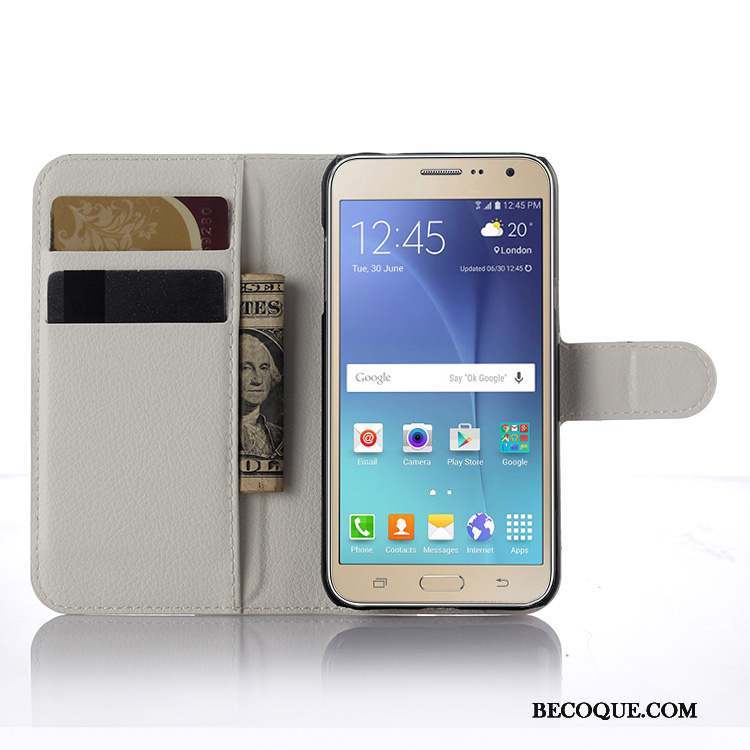 Samsung Galaxy J3 2016 Coque Étui En Cuir Protection Portefeuille Téléphone Portable Blanc Housse