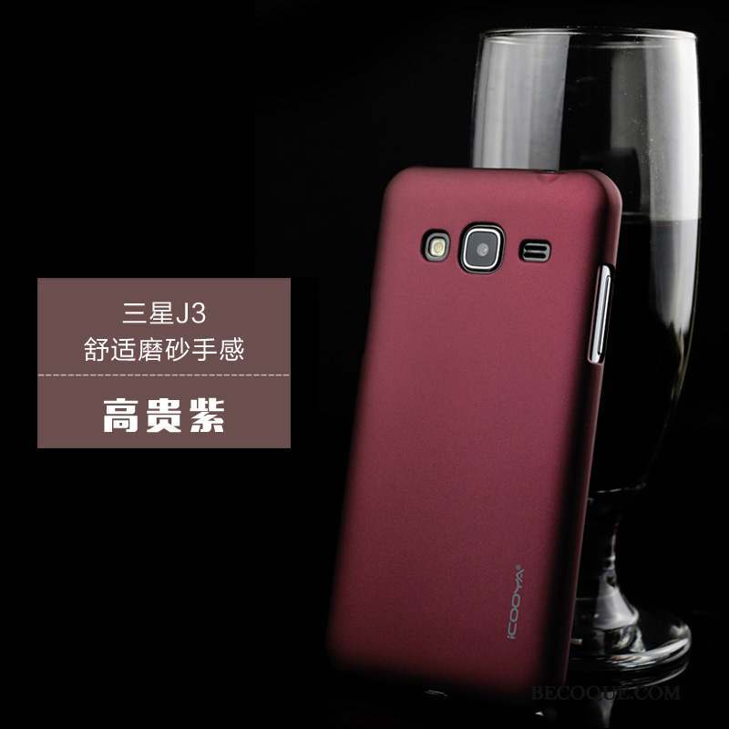 Samsung Galaxy J3 2016 Protection Violet Incassable Coque De Téléphone Étui Délavé En Daim