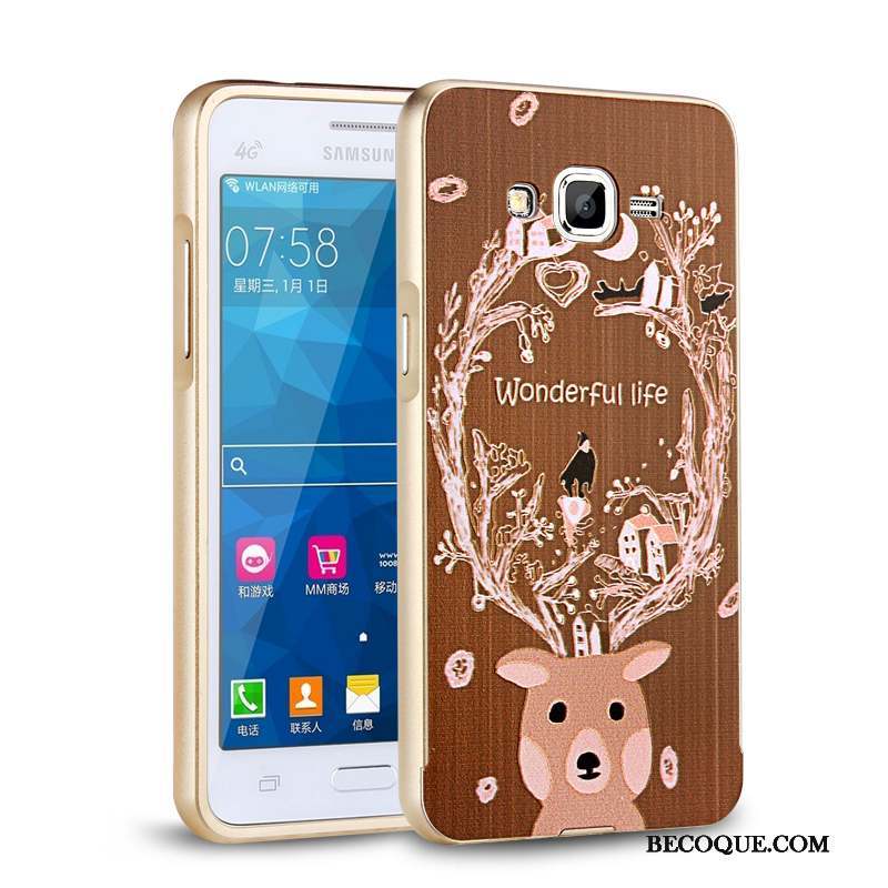 Samsung Galaxy J3 2016 Étui Protection Fleurs Métal Border Coque De Téléphone