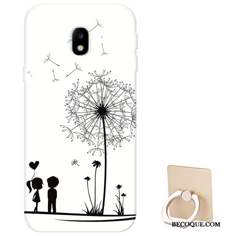 Samsung Galaxy J3 2017 Coque Silicone Personnalisé Fleurs Fluide Doux Rose Étui