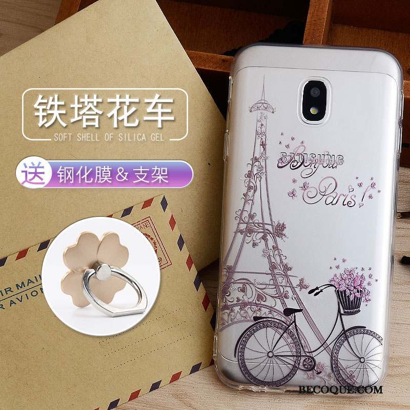 Samsung Galaxy J3 2017 Gaufrage Fluide Doux Étui Incassable Rose Coque De Téléphone