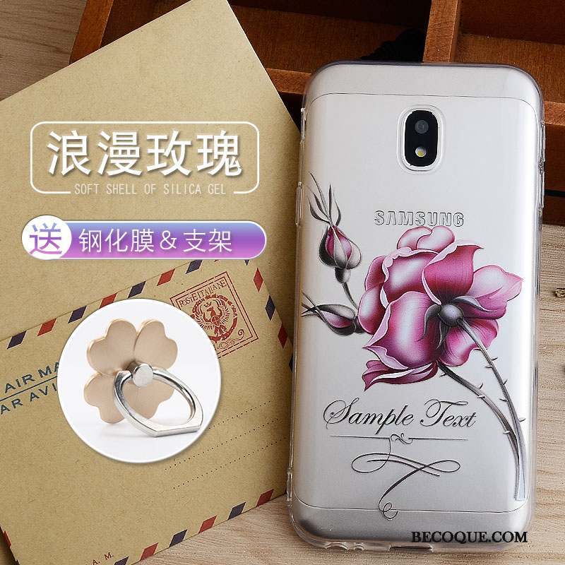 Samsung Galaxy J3 2017 Gaufrage Fluide Doux Étui Incassable Rose Coque De Téléphone