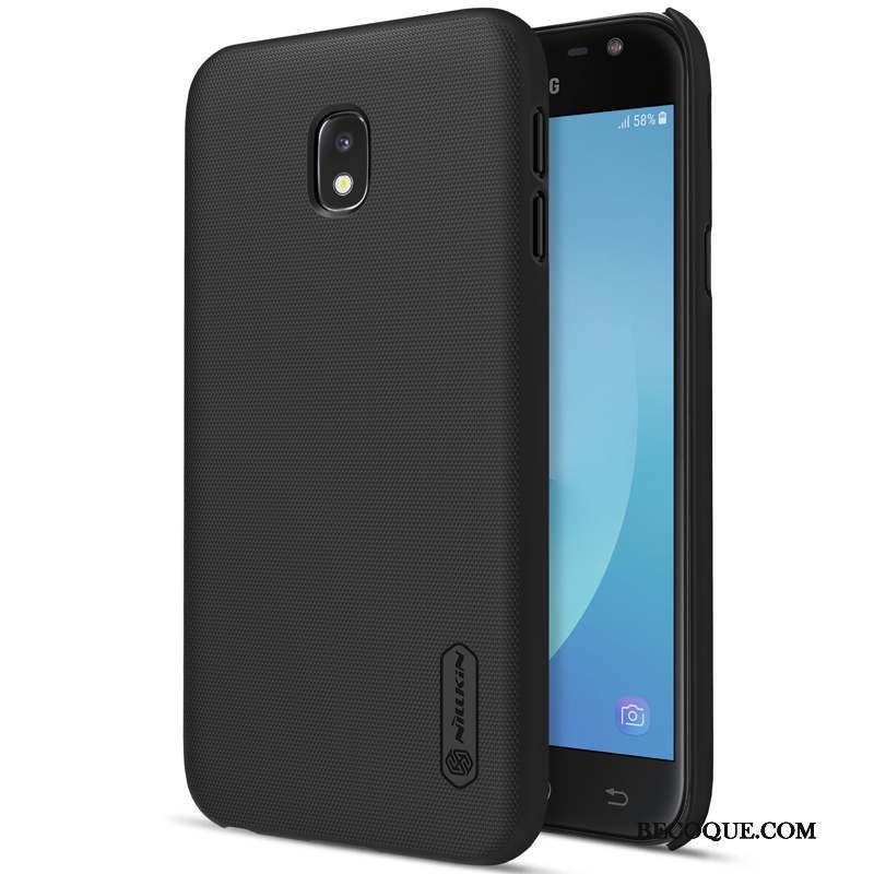 Samsung Galaxy J3 2017 Noir Protection Coque De Téléphone Délavé En Daim Antidérapant Étui