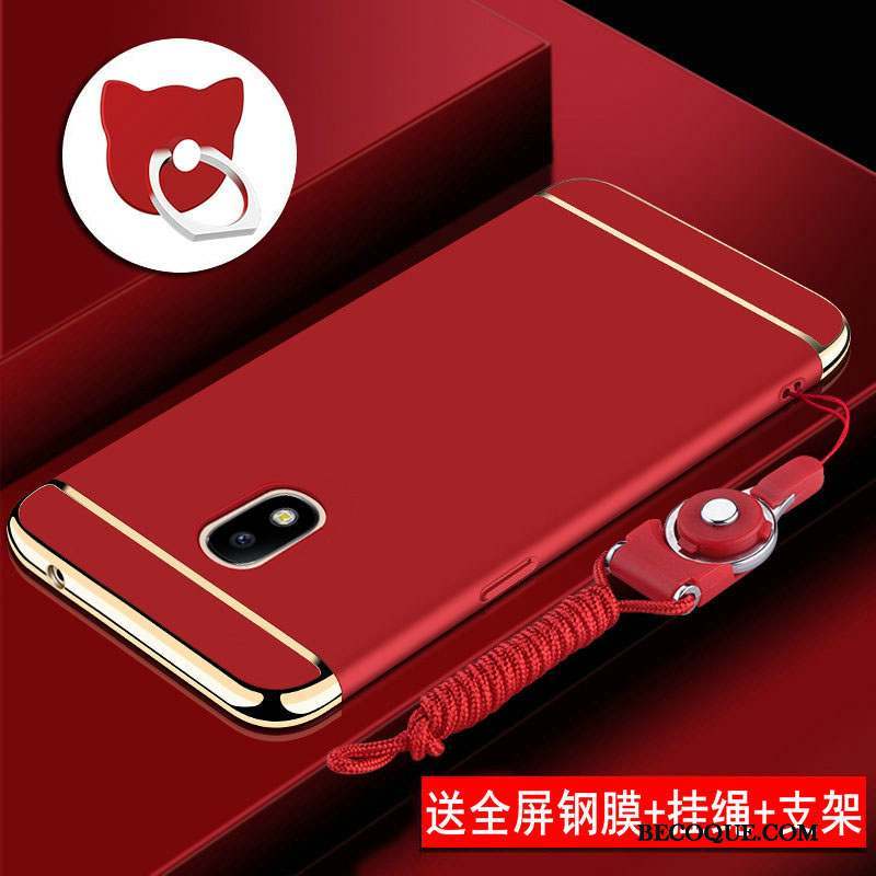 Samsung Galaxy J3 2017 Étui Rouge Coque De Téléphone Protection Délavé En Daim Incassable