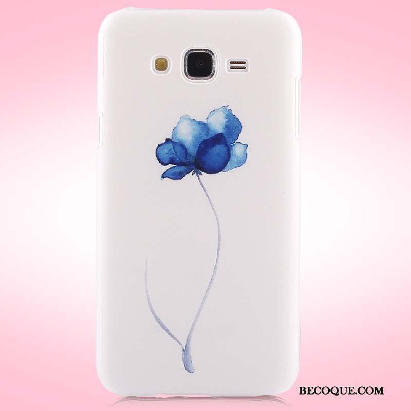 Samsung Galaxy J5 2015 Coque Bleu Clair Difficile Peinture Protection Étui Fleurs