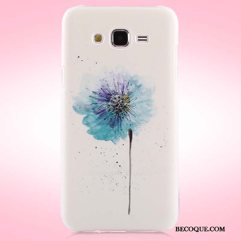 Samsung Galaxy J5 2015 Coque Bleu Clair Difficile Peinture Protection Étui Fleurs