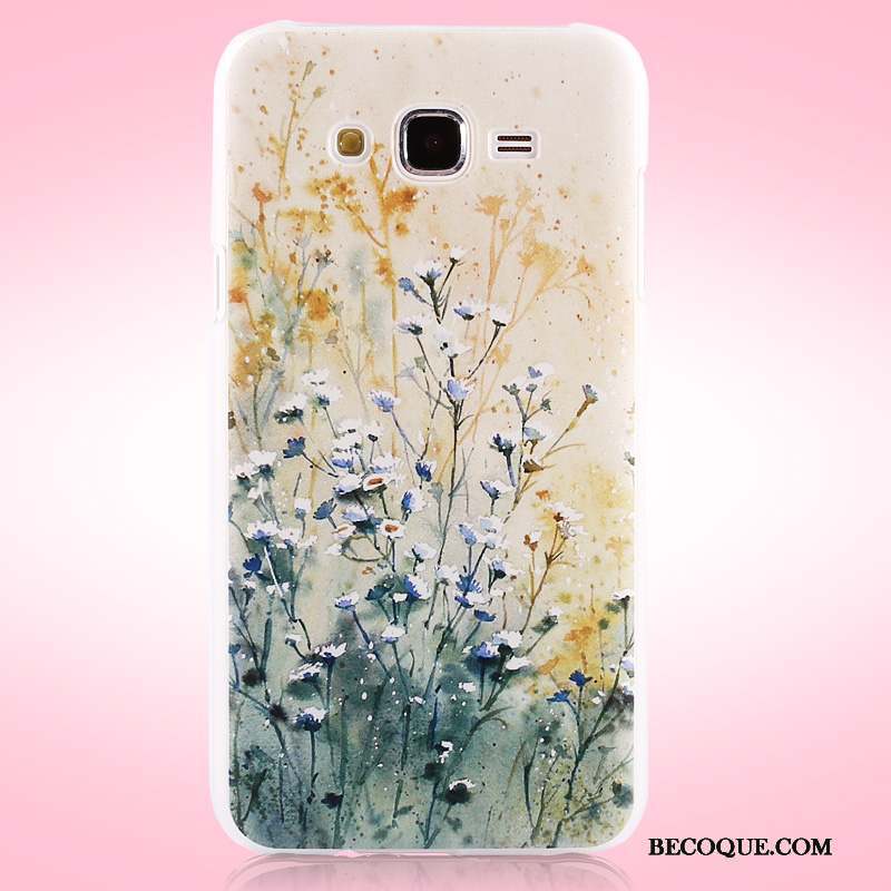 Samsung Galaxy J5 2015 Coque Bleu Clair Difficile Peinture Protection Étui Fleurs