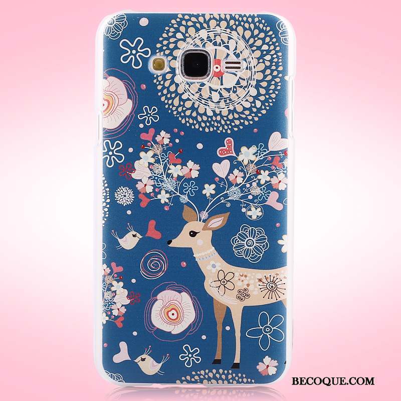 Samsung Galaxy J5 2015 Coque Bleu Clair Difficile Peinture Protection Étui Fleurs