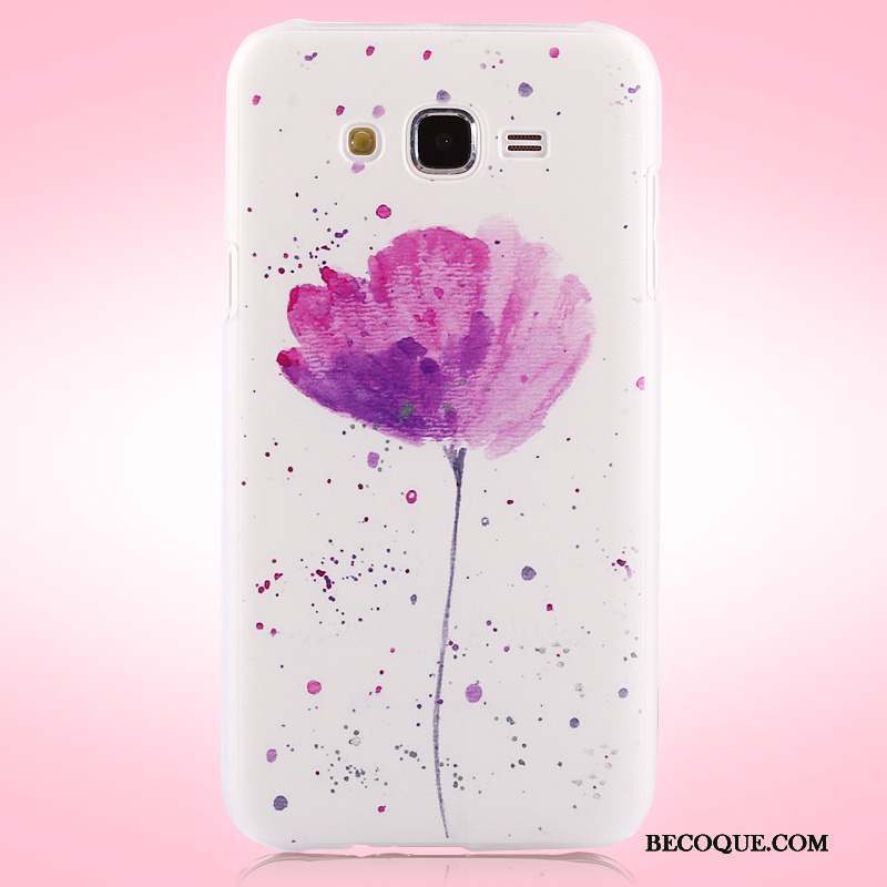 Samsung Galaxy J5 2015 Coque Bleu Clair Difficile Peinture Protection Étui Fleurs