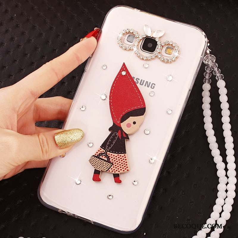 Samsung Galaxy J5 2015 Coque Fluide Doux Silicone Strass Or Ornements Suspendus Protection