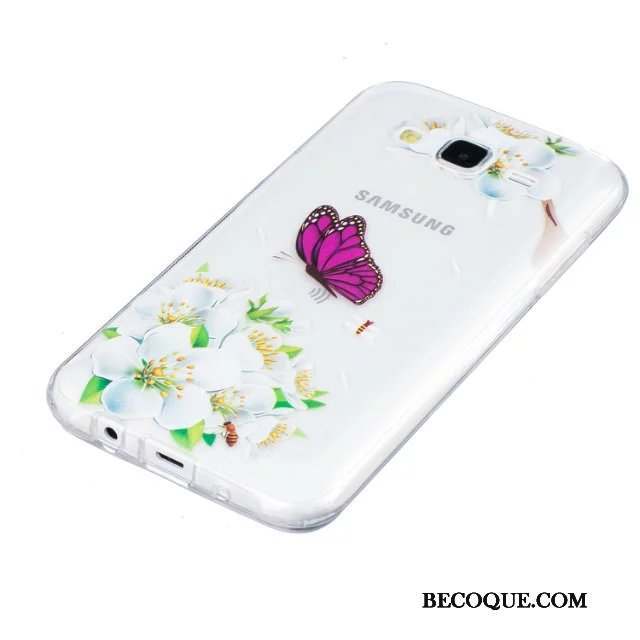 Samsung Galaxy J5 2015 Coque Peinture Protection Étui Gaufrage Fleurs