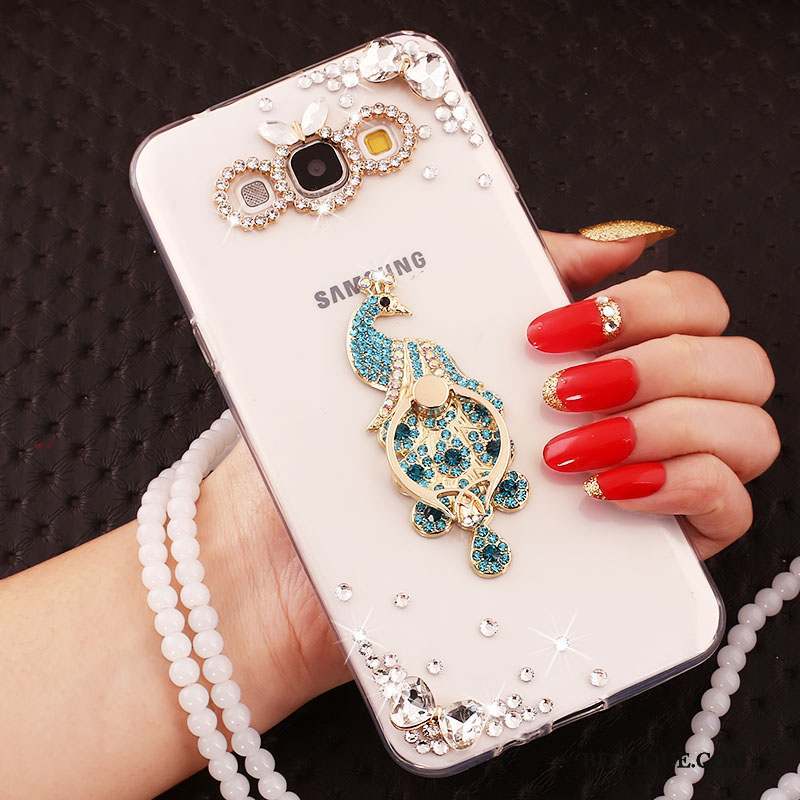 Samsung Galaxy J5 2015 Coque Tout Compris Incassable Or Rose Ornements Suspendus Étui Fluide Doux