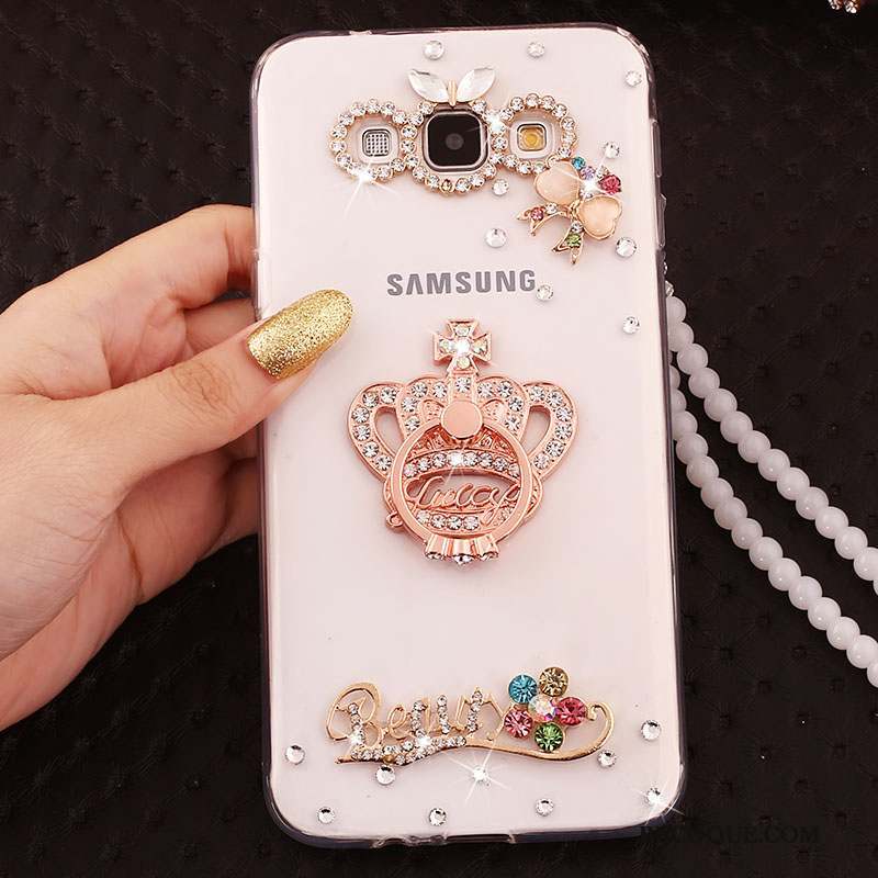 Samsung Galaxy J5 2015 Coque Tout Compris Incassable Or Rose Ornements Suspendus Étui Fluide Doux