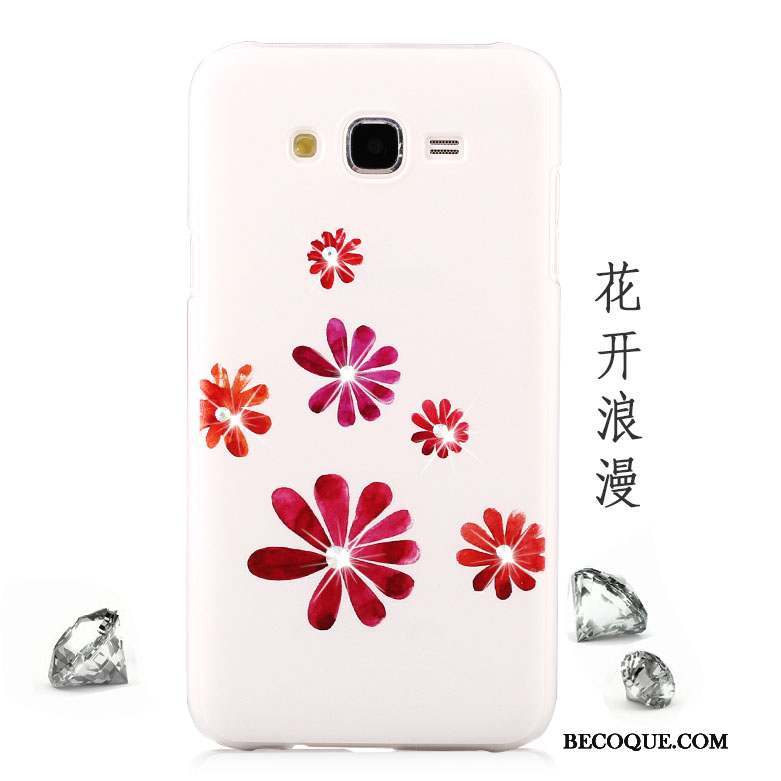 Samsung Galaxy J5 2015 Étui Rouge Protection Fleurs Difficile Coque De Téléphone