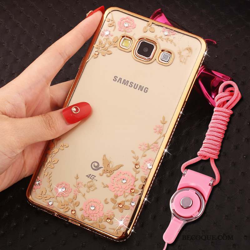 Samsung Galaxy J5 2016 Incruster Strass Étui Coque De Téléphone Bordure Rose