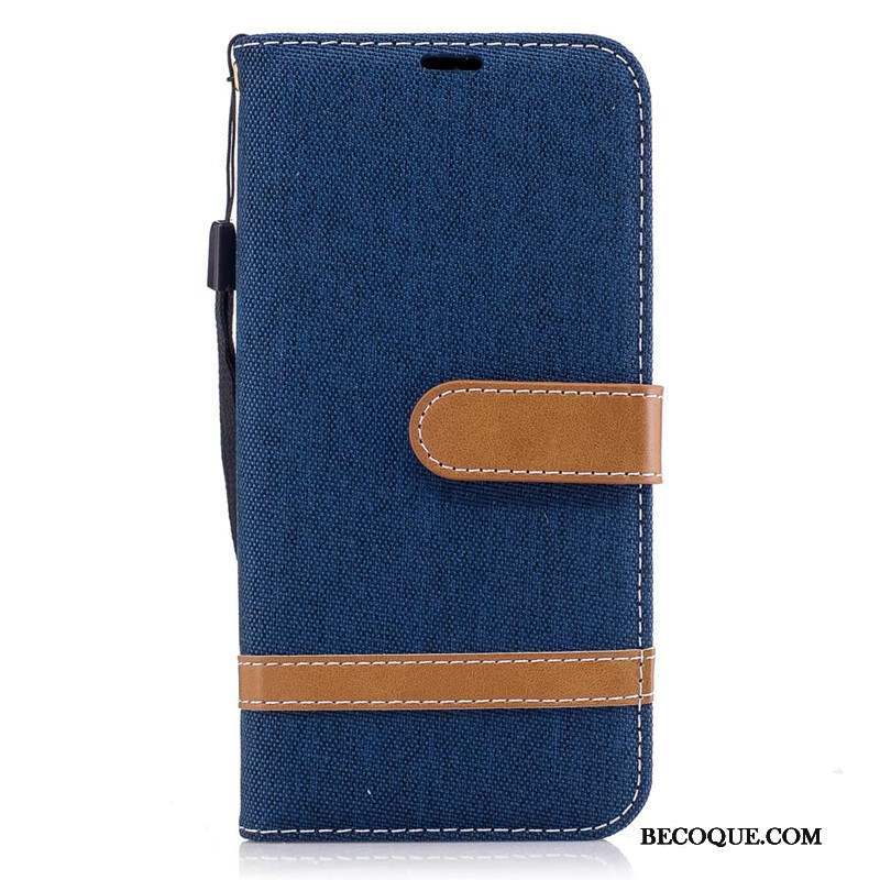 Samsung Galaxy J5 2017 Coque En Denim Portefeuille Étui Paon Étui En Cuir Bleu