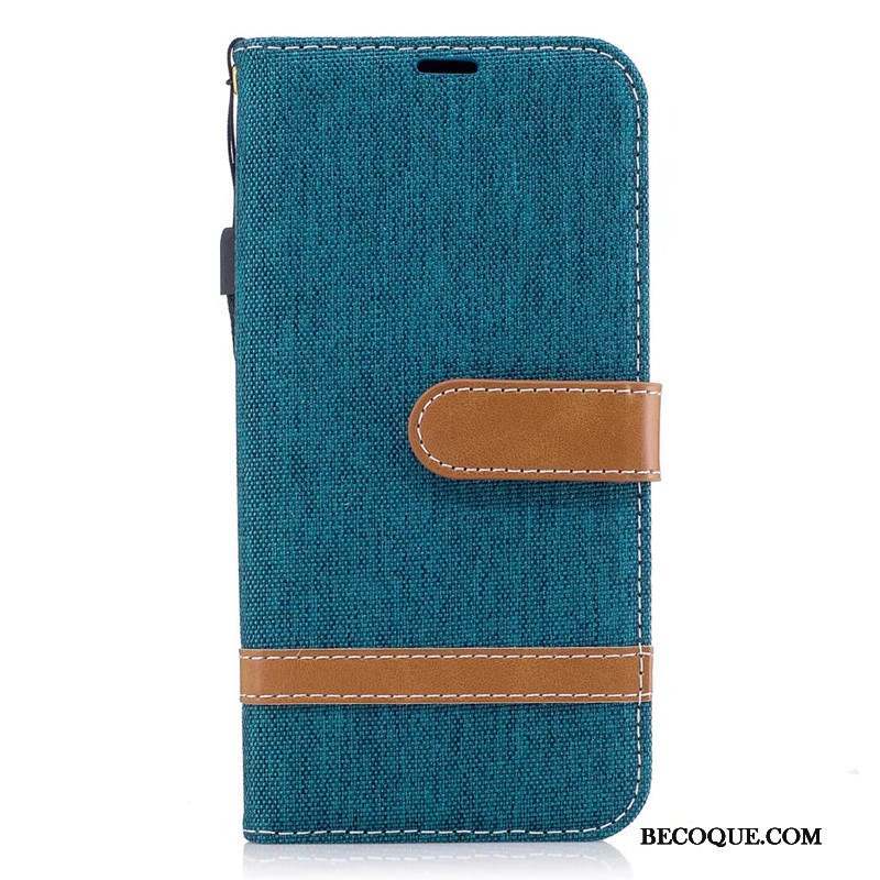 Samsung Galaxy J5 2017 Coque En Denim Portefeuille Étui Paon Étui En Cuir Bleu