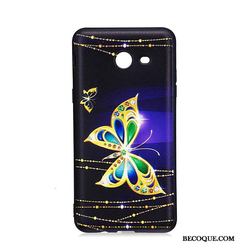 Samsung Galaxy J5 2017 Peinture Dessin Animé Noir Fleurs Coque De Téléphone Gaufrage