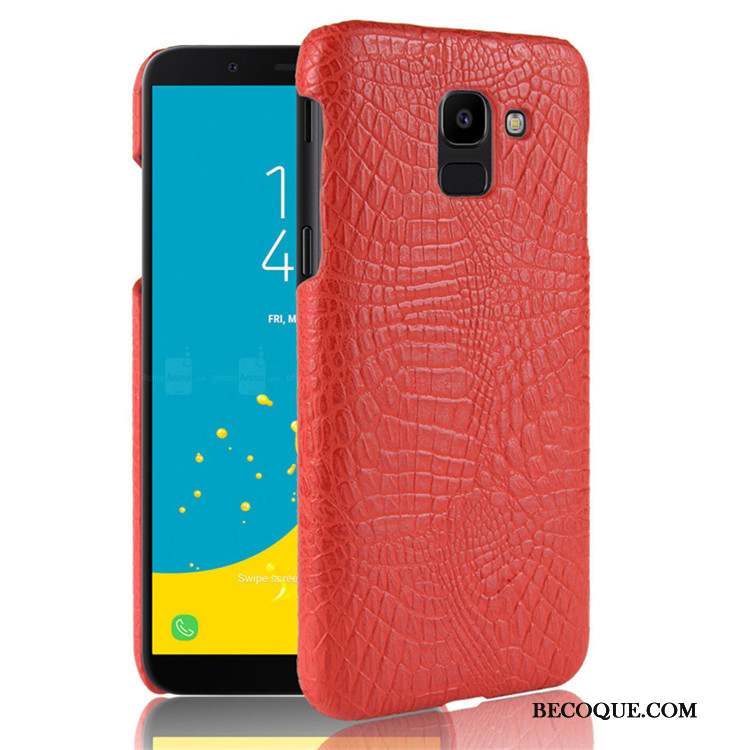 Samsung Galaxy J6 Délavé En Daim Rose Coque De Téléphone Étui Rouge Protection