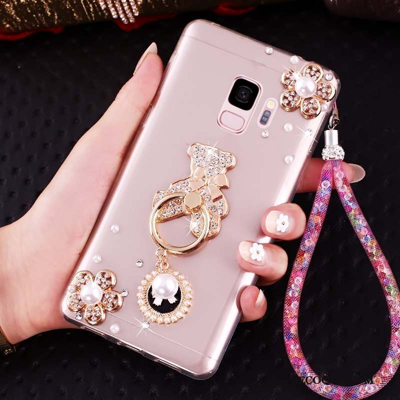 Samsung Galaxy J6 Fluide Doux Or Strass Ornements Suspendus Coque De Téléphone Protection