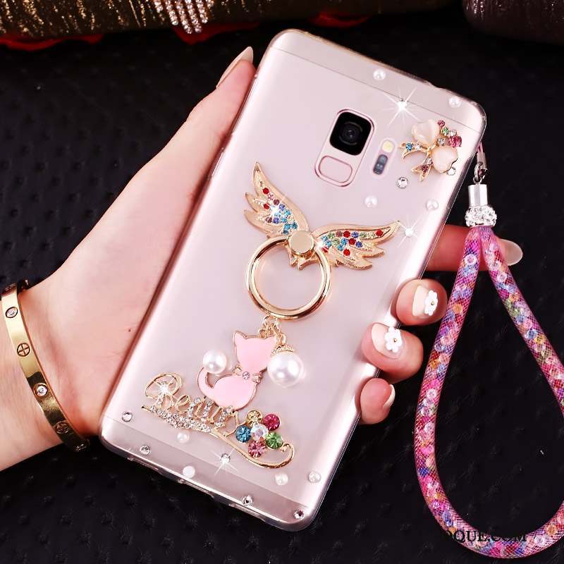 Samsung Galaxy J6 Fluide Doux Or Strass Ornements Suspendus Coque De Téléphone Protection