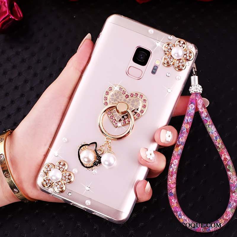 Samsung Galaxy J6 Fluide Doux Or Strass Ornements Suspendus Coque De Téléphone Protection