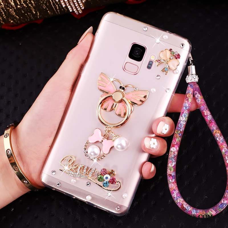 Samsung Galaxy J6 Fluide Doux Or Strass Ornements Suspendus Coque De Téléphone Protection