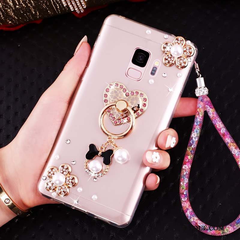 Samsung Galaxy J6 Fluide Doux Or Strass Ornements Suspendus Coque De Téléphone Protection