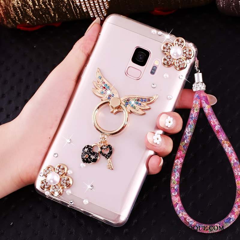 Samsung Galaxy J6 Fluide Doux Or Strass Ornements Suspendus Coque De Téléphone Protection