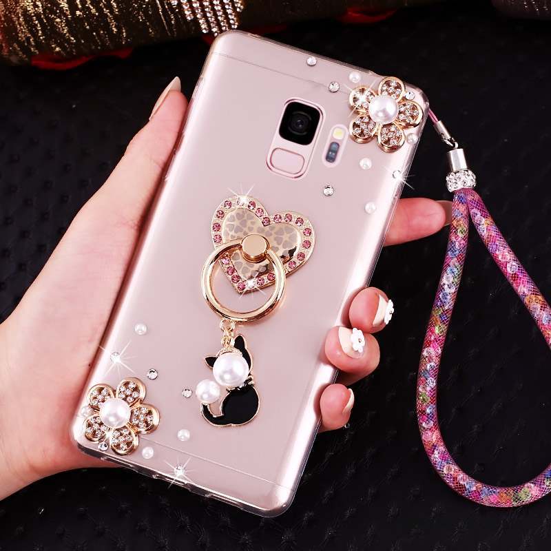 Samsung Galaxy J6 Fluide Doux Or Strass Ornements Suspendus Coque De Téléphone Protection