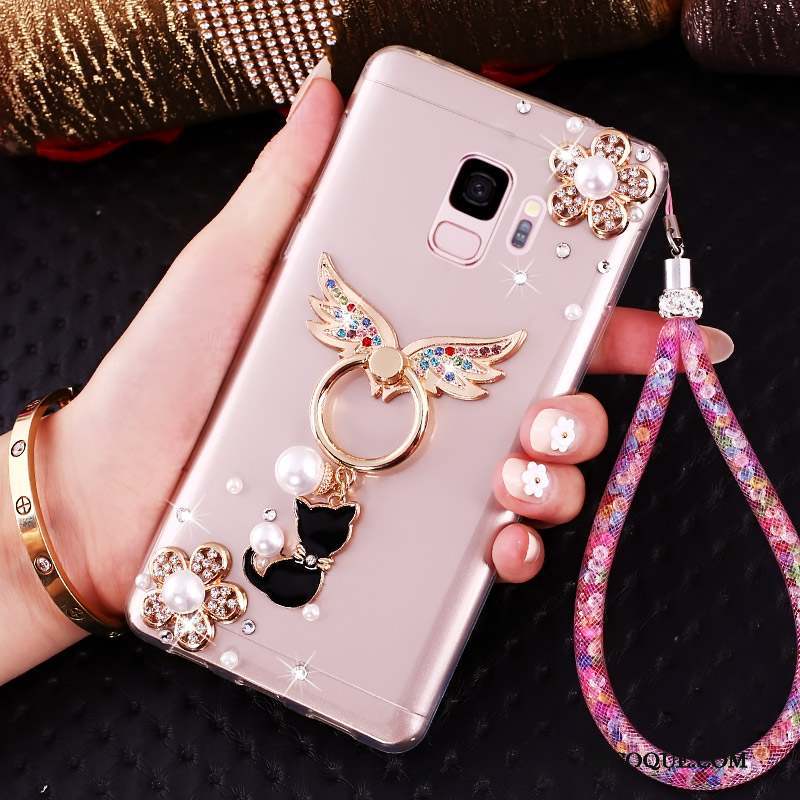 Samsung Galaxy J6 Fluide Doux Or Strass Ornements Suspendus Coque De Téléphone Protection