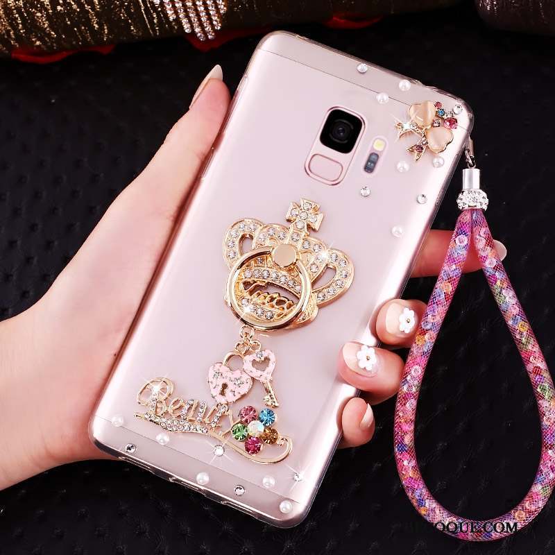 Samsung Galaxy J6 Fluide Doux Or Strass Ornements Suspendus Coque De Téléphone Protection