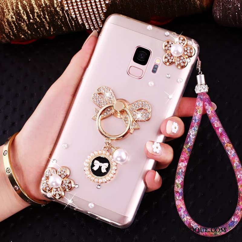 Samsung Galaxy J6 Fluide Doux Or Strass Ornements Suspendus Coque De Téléphone Protection