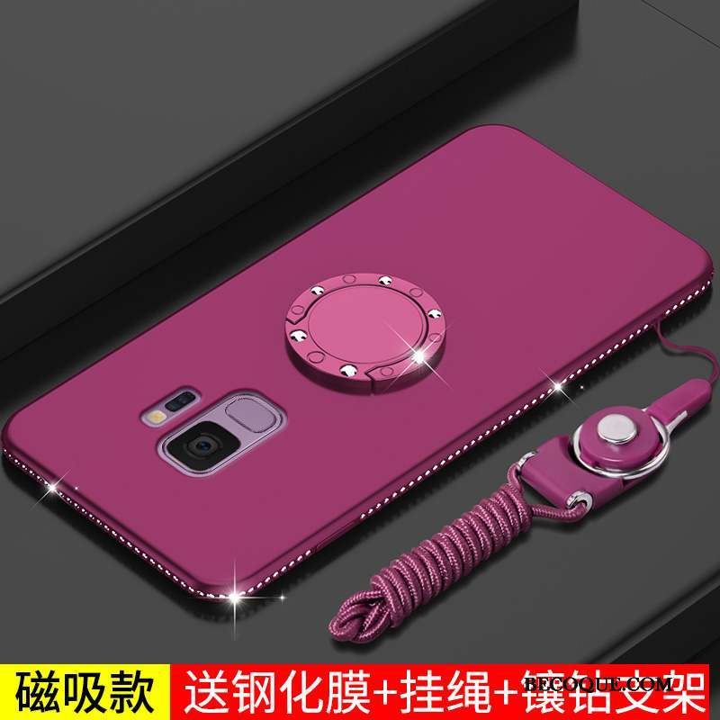 Samsung Galaxy J6 Silicone Strass Violet Fluide Doux Coque De Téléphone Anneau