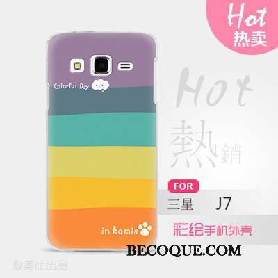 Samsung Galaxy J7 2015 Coque Téléphone Portable Étui Protection Très Mince Dessin Animé Violet